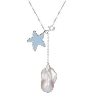 Baroque Pearl Necklace Starfish Pendant 18K Gold Plated Long Chain Jewelry Women